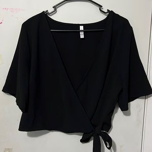 Black faux wrap top